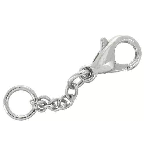 Chiusure moschettone 10 mm con catenina d'estensione e anello Rodiato x5