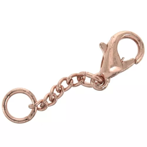 Chiusure moschettone 10 mm con catenina d'estensione e anello oro rosa x5