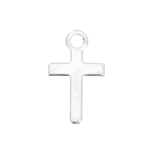 Ciondolo croce 10 mm per la creazione di bijoux - Placcatura argento fino x6