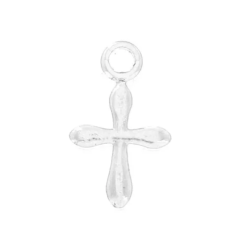Ciondolo croce 11x6 mm per la creazione di bijoux - Placcatura argento fino x6