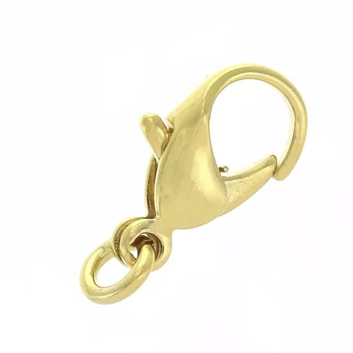 Chiusura moschettone 14 mm con anellino aperto Placcato oro 3 microns x1