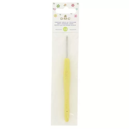 Uncinetto in acier con manico ergonomico DMC - 2 mm - Giallo x1