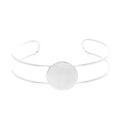Bracciale in ottone per cabochon tondo 20mm Placcatura argento fino x1|raw }}