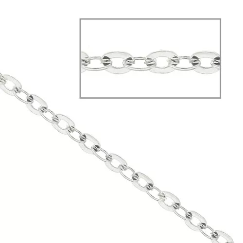 Catena maglia forzatina 1.3x1.6 mm Argento 925 x cm.50