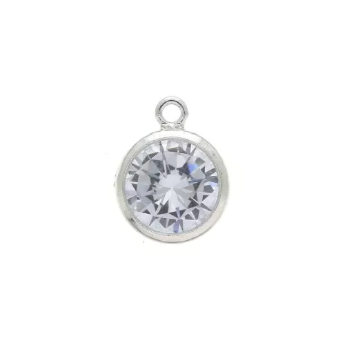 Pendente 8.5x6.6 mm anellino perpendicolare - Ossido di zirconio - Argento 925