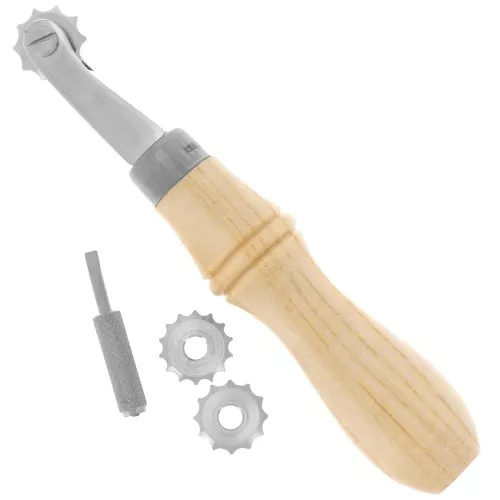 Rotella per tagliare e forare il cuoio - manico in legno x1