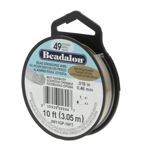 Cavetto 49 fili Beadalon 0.46 mm Dorato con oro fino x3.05 m
