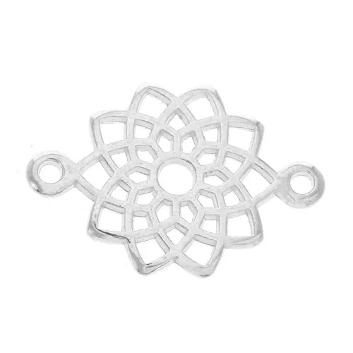 Distanziatore mandala in zamac 2 fori 20 mm - Placcatura argento antico x1