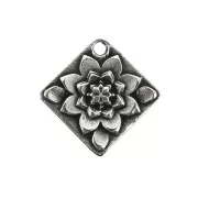 Pendente losanga fiore 21mm - Placcatura Argento Antico