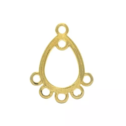 Distanziatore/pendente goccia 7 fori da decorare 16X12 mm Dorato con oro fino x1