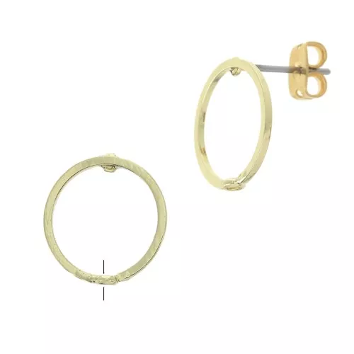Orecchini tondi con anellino da decorare in ottone 14 mm Dorato x2