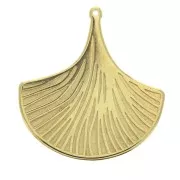 Pendente foglia di ginkgo 36x33 mm per creazione di bijoux DIY - Dorato con oro fino x1