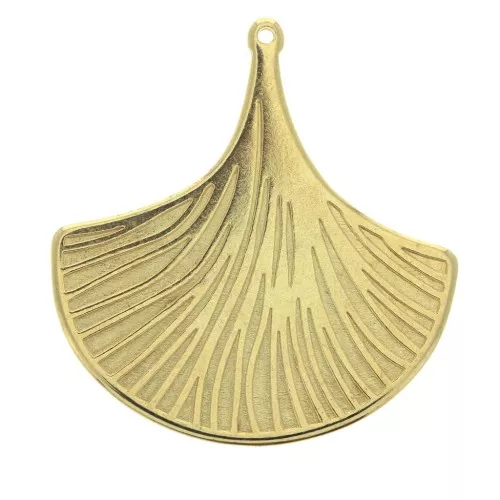 Pendente foglia di ginkgo 36x33 mm per creazione di bijoux DIY - Dorato con oro fino x1