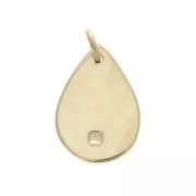 Ciondolo battuto goccia con anellino 17 mm Pietra di luna/ Placcato Oro 3 microns
