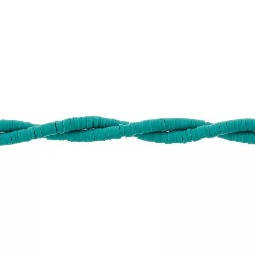 Perle rondelle in pasta polimerica Heishi 4x1 mm - Verde petrolio x44cm