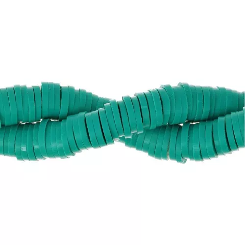 Perle rondelle in pasta polimerica Heishi 6x1 mm - Verde menta x45 cm