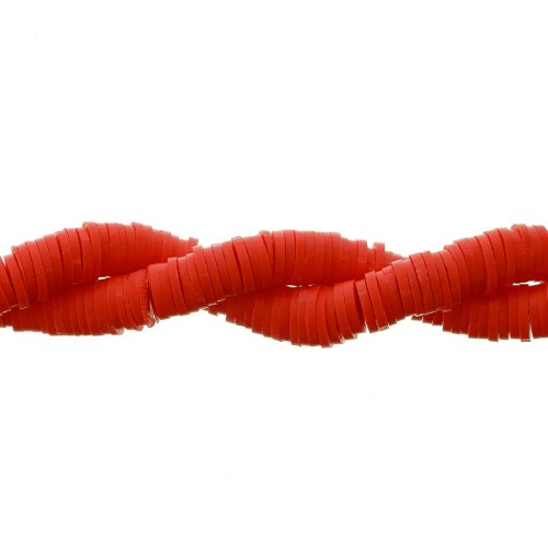 Perle in pasta polimerica Heishi 6x1 mm Rosso x39 cm