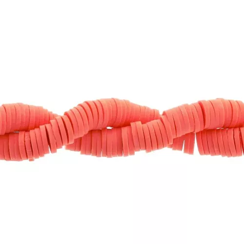 Perle rondelle in pasta polimerica Heishi 6x1 mm Rosso Corallo x45 cm