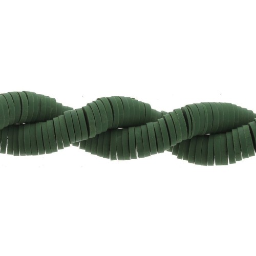 Perle rondelle in pasta polimerica Heishi 6x1 mm Verde bottiglia x46 cm