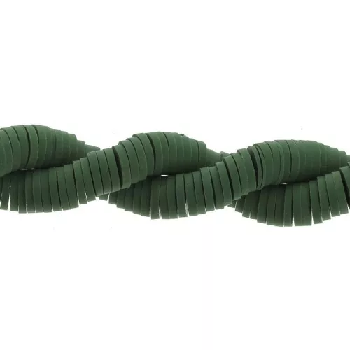 Perle rondelle in pasta polimerica Heishi 6x1 mm Verde bottiglia x46 cm