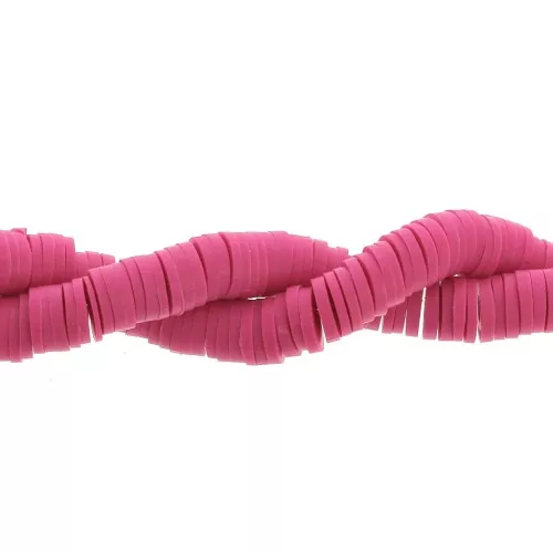 Perle rondelle in pasta polimerica Heishi 6x1 mm rosa fucsia x44 cm