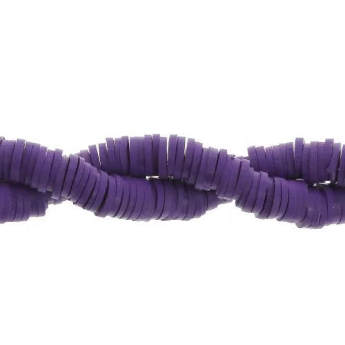 Perle rondelle in pasta polimerica Heishi 6x1 mm Viola x39 cm