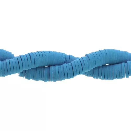 Perle rondelle in pasta polimerica Heishi 6x1 mm Blu azzurro x39 cm