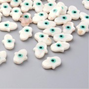Perle Khamsa con occhio - madreperla 16x11 mm Naturale/Turquoise x1