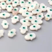 Perle Khamsa con occhio - madreperla 16x11 mm Naturale/Turquoise x1