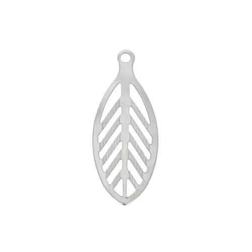 Pendente foglia traforata 23x9 mm per creazione di bijoux - Acciaio inox x4