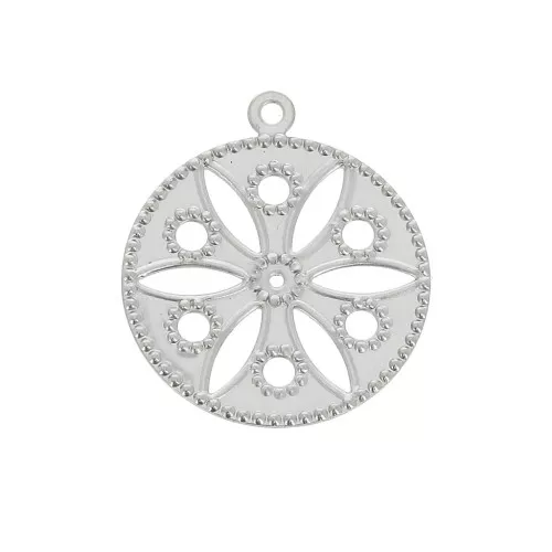 Pendente - fiore - 19mm per creazione di bijoux DIY- Acciaio inox  x1