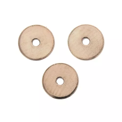 Dischi piatti forati lisci in ottone stile Heishi 5 mm Dorato oro fino rosa x10