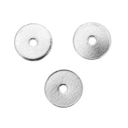 Dischi piatti forati lisci in ottone stile Heishi 5 mm Placcatura argento fino x10