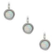Ciondolo con pietra sintetica imitazione Opalo 3mm Rodiato x1|raw }}