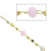 Catena con perle sfaccettate in vetro 3.20 mm Dorato/Rosa pallido/ Trasparente x1m|raw }}