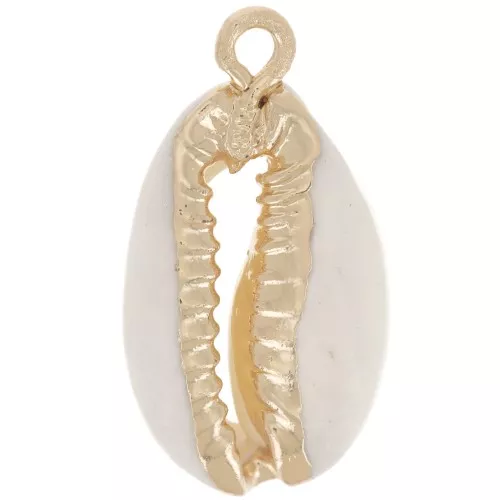 Pendente in conchiglia Cauri 21 mm naturale - Dorato x1