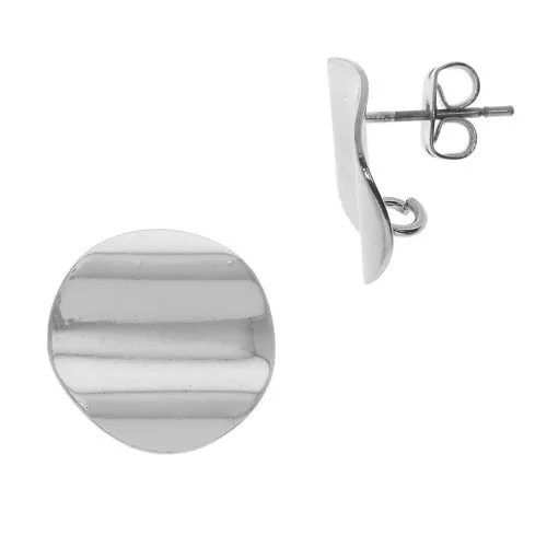 Orecchini con anellino da decorare in ottone battuto 15 mm - Rodiato x2