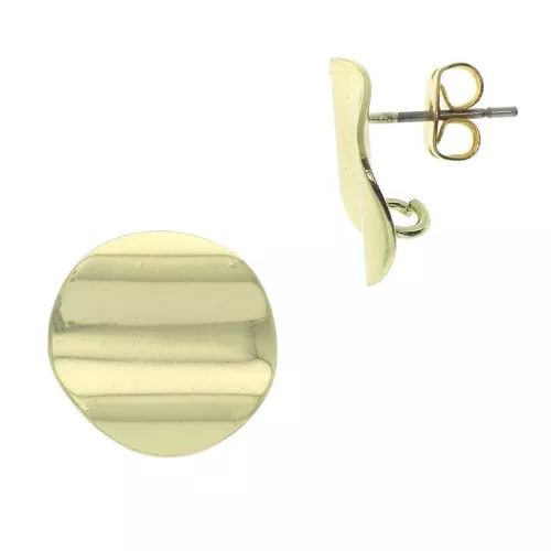 Orecchini con anellino da decorare in ottone battutto 15 mm - Dorato con oro fino x2