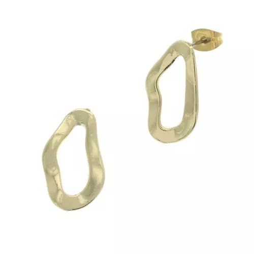 Orecchini ovali irregolari da decorare in zamac 20x12 mm - Dorato con oro fino x2