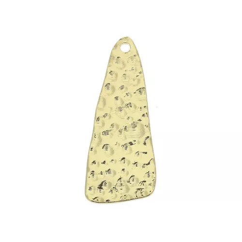 Pendente triangolare ottone battuto per bigiotteria 25x10mm - Dorato x1