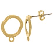 Orecchini tondi irregolari martellati 14x11mm Dorato con oro fino x2|raw }}