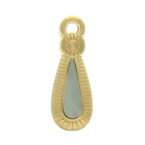 Pendente goccia stile etnico & resina epossidica 21x8 mm Dorato / Mint x1