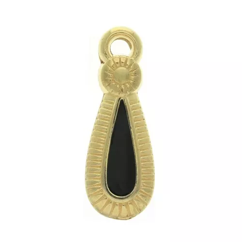 Pendente goccia stile etnico & resina epossidica 21x8 mm Dorato / Nero x1