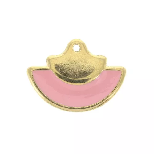 Pendente in zamac e resina epossidica 15x20 mm Dorato / Rosa x1