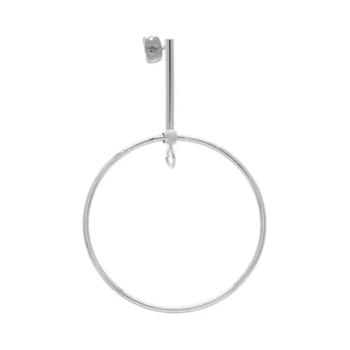 Orecchini con anellino pendente in ottone 61x40mm - Rodiato x2