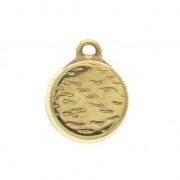 Pendente rotondo in zamac e resina epossidica 15x12 mm Dorato /Avorio x1