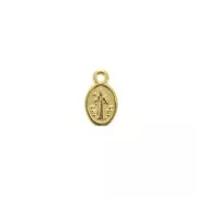 Medaglietta ovale simbolo religioso croce e Jesù 13x8 mm - Dorato con oro fino x1