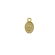 Medaglietta ovale simbolo religioso croce e Jesù 13x8 mm - Dorato con oro fino x1
