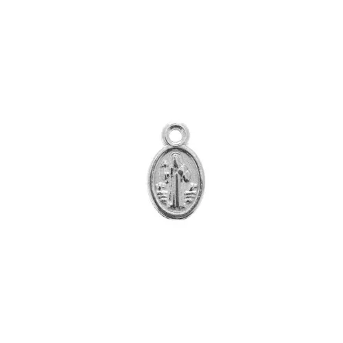 Medaglietta ovale simbolo religioso croce e Jesù 13x8mm Placcatura Argento Antico