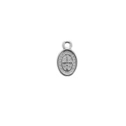 Medaglietta ovale simbolo religioso croce e Jesù 13x8mm Placcatura Argento Antico